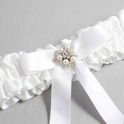 White Satin Wedding Garter / White Wedding Garters / Wedding Garter / Custom Wedding Garter / Bridal Garter / Prom Garter / Linda Joyce Couture / Personalized Garter / Personalized Wedding Garter / Personalized Prom Garter