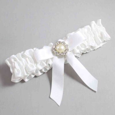 White Satin Wedding Garter / White Wedding Garters / Wedding Garter / Custom Wedding Garter / Bridal Garter / Prom Garter / Linda Joyce Couture / Personalized Garter / Personalized Wedding Garter / Personalized Prom Garter