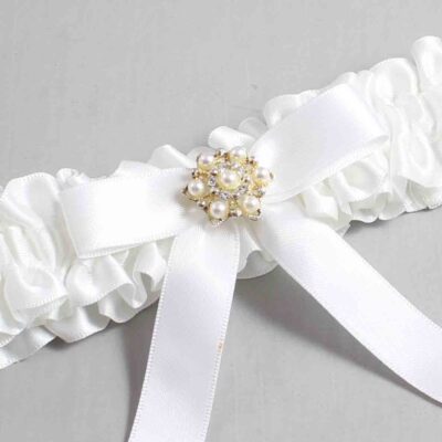 White Satin Wedding Garter / White Wedding Garters / Wedding Garter / Custom Wedding Garter / Bridal Garter / Prom Garter / Linda Joyce Couture / Personalized Garter / Personalized Wedding Garter / Personalized Prom Garter