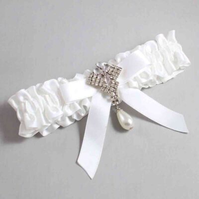 White Satin Wedding Garter / White Wedding Garters / Wedding Garter / Custom Wedding Garter / Bridal Garter / Prom Garter / Linda Joyce Couture / Personalized Garter / Personalized Wedding Garter / Personalized Prom Garter