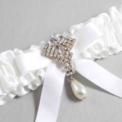 White Satin Wedding Garter / White Wedding Garters / Wedding Garter / Custom Wedding Garter / Bridal Garter / Prom Garter / Linda Joyce Couture / Personalized Garter / Personalized Wedding Garter / Personalized Prom Garter