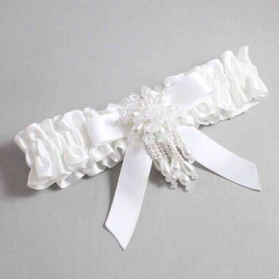 White Satin Wedding Garter / White Wedding Garters / Wedding Garter / Custom Wedding Garter / Bridal Garter / Prom Garter / Linda Joyce Couture / Personalized Garter / Personalized Wedding Garter / Personalized Prom Garter