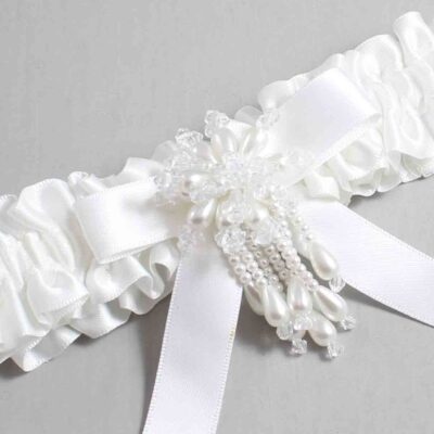 White Satin Wedding Garter / White Wedding Garters / Wedding Garter / Custom Wedding Garter / Bridal Garter / Prom Garter / Linda Joyce Couture / Personalized Garter / Personalized Wedding Garter / Personalized Prom Garter