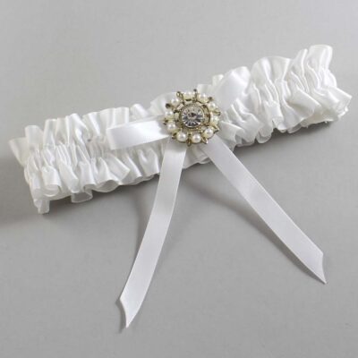 White Satin Wedding Garter / White Wedding Garters / Wedding Garter / Custom Wedding Garter / Bridal Garter / Prom Garter / Linda Joyce Couture / Personalized Garter / Personalized Wedding Garter / Personalized Prom Garter