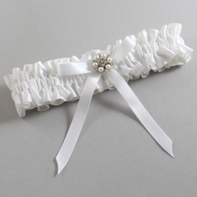White Satin Wedding Garter / White Wedding Garters / Wedding Garter / Custom Wedding Garter / Bridal Garter / Prom Garter / Linda Joyce Couture / Personalized Garter / Personalized Wedding Garter / Personalized Prom Garter