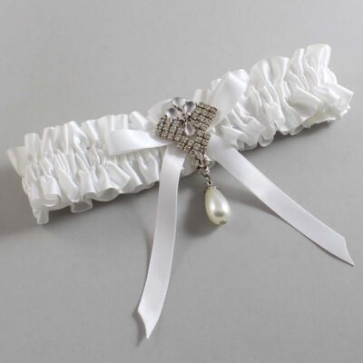 White Satin Wedding Garter / White Wedding Garters / Wedding Garter / Custom Wedding Garter / Bridal Garter / Prom Garter / Linda Joyce Couture / Personalized Garter / Personalized Wedding Garter / Personalized Prom Garter