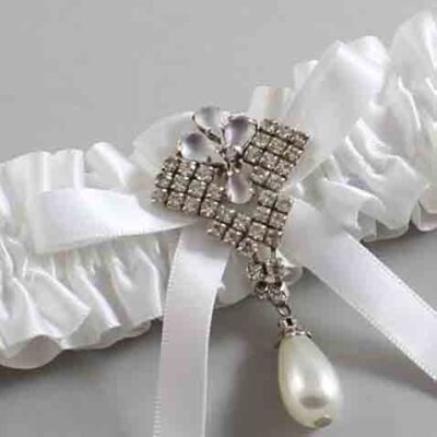 White Satin Wedding Garter / White Wedding Garters / Wedding Garter / Custom Wedding Garter / Bridal Garter / Prom Garter / Linda Joyce Couture / Personalized Garter / Personalized Wedding Garter / Personalized Prom Garter