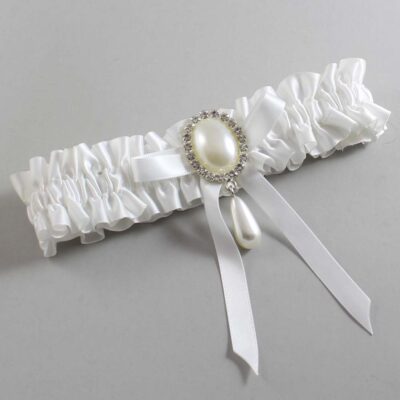 White Satin Wedding Garter / White Wedding Garters / Wedding Garter / Custom Wedding Garter / Bridal Garter / Prom Garter / Linda Joyce Couture / Personalized Garter / Personalized Wedding Garter / Personalized Prom Garter