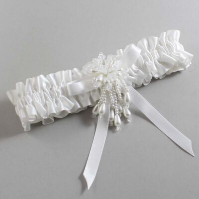 White Satin Wedding Garter / White Wedding Garters / Wedding Garter / Custom Wedding Garter / Bridal Garter / Prom Garter / Linda Joyce Couture / Personalized Garter / Personalized Wedding Garter / Personalized Prom Garter