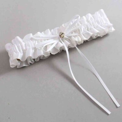 White Satin Wedding Garter / White Wedding Garters / Wedding Garter / Custom Wedding Garter / Bridal Garter / Prom Garter / Linda Joyce Couture / Personalized Garter / Personalized Wedding Garter / Personalized Prom Garter