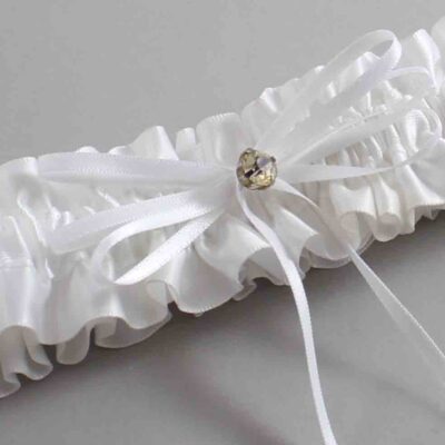 White Satin Wedding Garter / White Wedding Garters / Wedding Garter / Custom Wedding Garter / Bridal Garter / Prom Garter / Linda Joyce Couture / Personalized Garter / Personalized Wedding Garter / Personalized Prom Garter