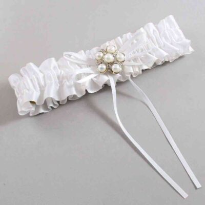 White Satin Wedding Garter / White Wedding Garters / Wedding Garter / Custom Wedding Garter / Bridal Garter / Prom Garter / Linda Joyce Couture / Personalized Garter / Personalized Wedding Garter / Personalized Prom Garter