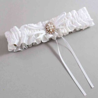 White Satin Wedding Garter / White Wedding Garters / Wedding Garter / Custom Wedding Garter / Bridal Garter / Prom Garter / Linda Joyce Couture / Personalized Garter / Personalized Wedding Garter / Personalized Prom Garter