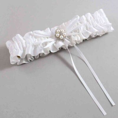 White Satin Wedding Garter / White Wedding Garters / Wedding Garter / Custom Wedding Garter / Bridal Garter / Prom Garter / Linda Joyce Couture / Personalized Garter / Personalized Wedding Garter / Personalized Prom Garter