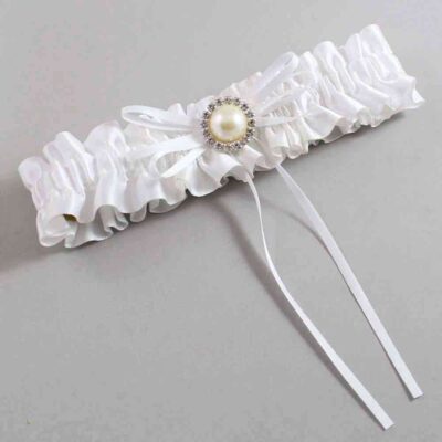 White Satin Wedding Garter / White Wedding Garters / Wedding Garter / Custom Wedding Garter / Bridal Garter / Prom Garter / Linda Joyce Couture / Personalized Garter / Personalized Wedding Garter / Personalized Prom Garter