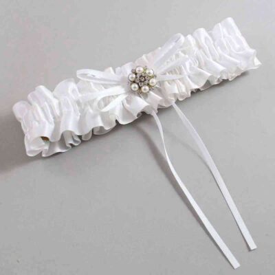 White Satin Wedding Garter / White Wedding Garters / Wedding Garter / Custom Wedding Garter / Bridal Garter / Prom Garter / Linda Joyce Couture / Personalized Garter / Personalized Wedding Garter / Personalized Prom Garter