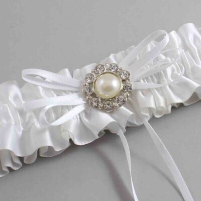 White Satin Wedding Garter / White Wedding Garters / Wedding Garter / Custom Wedding Garter / Bridal Garter / Prom Garter / Linda Joyce Couture / Personalized Garter / Personalized Wedding Garter / Personalized Prom Garter