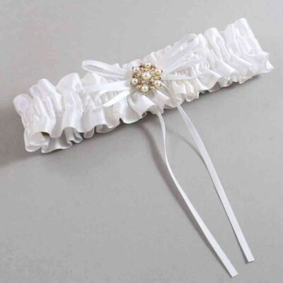 White Satin Wedding Garter / White Wedding Garters / Wedding Garter / Custom Wedding Garter / Bridal Garter / Prom Garter / Linda Joyce Couture / Personalized Garter / Personalized Wedding Garter / Personalized Prom Garter