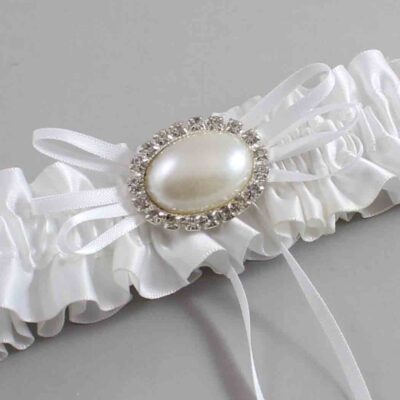 White Satin Wedding Garter / White Wedding Garters / Wedding Garter / Custom Wedding Garter / Bridal Garter / Prom Garter / Linda Joyce Couture / Personalized Garter / Personalized Wedding Garter / Personalized Prom Garter