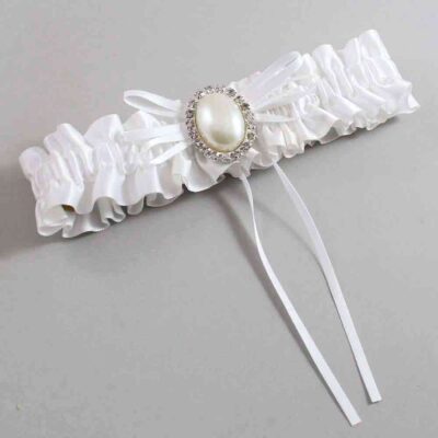 White Satin Wedding Garter / White Wedding Garters / Wedding Garter / Custom Wedding Garter / Bridal Garter / Prom Garter / Linda Joyce Couture / Personalized Garter / Personalized Wedding Garter / Personalized Prom Garter