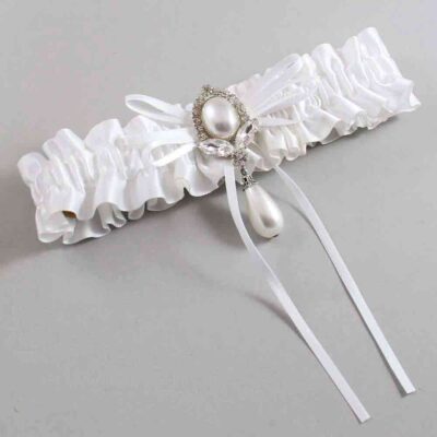 White Satin Wedding Garter / White Wedding Garters / Wedding Garter / Custom Wedding Garter / Bridal Garter / Prom Garter / Linda Joyce Couture / Personalized Garter / Personalized Wedding Garter / Personalized Prom Garter