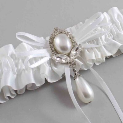 White Satin Wedding Garter / White Wedding Garters / Wedding Garter / Custom Wedding Garter / Bridal Garter / Prom Garter / Linda Joyce Couture / Personalized Garter / Personalized Wedding Garter / Personalized Prom Garter