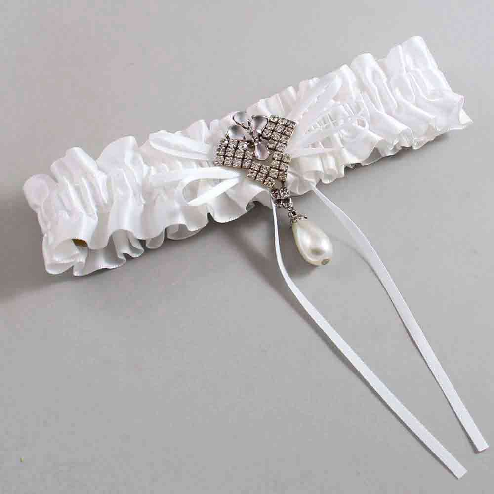 White Satin Wedding Garter / White Wedding Garters / Wedding Garter / Custom Wedding Garter / Bridal Garter / Prom Garter / Linda Joyce Couture / Personalized Garter / Personalized Wedding Garter / Personalized Prom Garter
