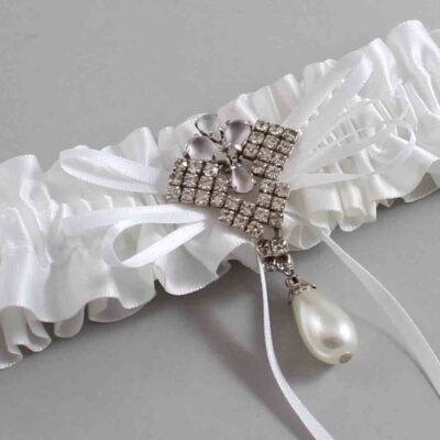 White Satin Wedding Garter / White Wedding Garters / Wedding Garter / Custom Wedding Garter / Bridal Garter / Prom Garter / Linda Joyce Couture / Personalized Garter / Personalized Wedding Garter / Personalized Prom Garter