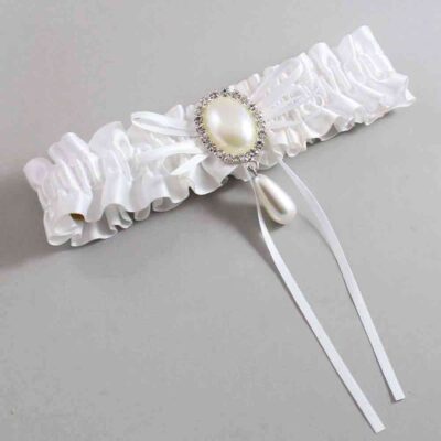 White Satin Wedding Garter / White Wedding Garters / Wedding Garter / Custom Wedding Garter / Bridal Garter / Prom Garter / Linda Joyce Couture / Personalized Garter / Personalized Wedding Garter / Personalized Prom Garter