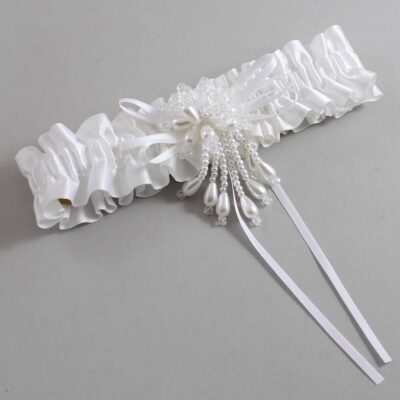 White Satin Wedding Garter / White Wedding Garters / Wedding Garter / Custom Wedding Garter / Bridal Garter / Prom Garter / Linda Joyce Couture / Personalized Garter / Personalized Wedding Garter / Personalized Prom Garter