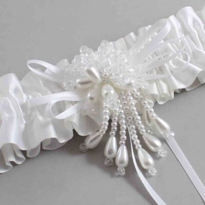 White Satin Wedding Garter / White Wedding Garters / Wedding Garter / Custom Wedding Garter / Bridal Garter / Prom Garter / Linda Joyce Couture / Personalized Garter / Personalized Wedding Garter / Personalized Prom Garter