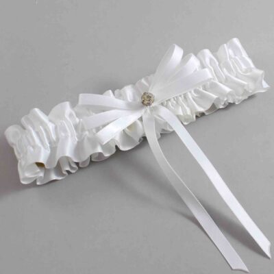 White Satin Wedding Garter / White Wedding Garters / Wedding Garter / Custom Wedding Garter / Bridal Garter / Prom Garter / Linda Joyce Couture / Personalized Garter / Personalized Wedding Garter / Personalized Prom Garter