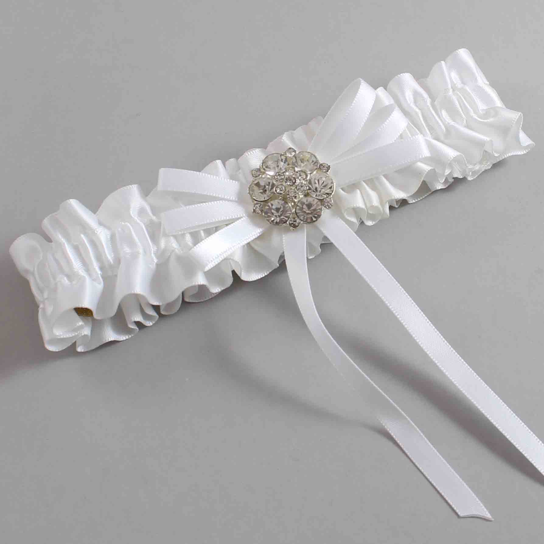 White Satin Wedding Garter / White Wedding Garters / Wedding Garter / Custom Wedding Garter / Bridal Garter / Prom Garter / Linda Joyce Couture / Personalized Garter / Personalized Wedding Garter / Personalized Prom Garter