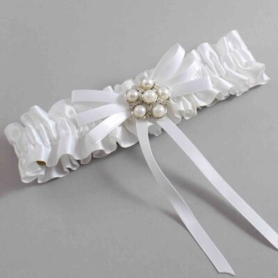 White Satin Wedding Garter / White Wedding Garters / Wedding Garter / Custom Wedding Garter / Bridal Garter / Prom Garter / Linda Joyce Couture / Personalized Garter / Personalized Wedding Garter / Personalized Prom Garter