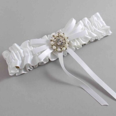 White Satin Wedding Garter / White Wedding Garters / Wedding Garter / Custom Wedding Garter / Bridal Garter / Prom Garter / Linda Joyce Couture / Personalized Garter / Personalized Wedding Garter / Personalized Prom Garter