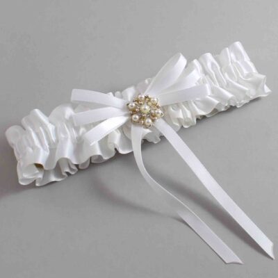 White Satin Wedding Garter / White Wedding Garters / Wedding Garter / Custom Wedding Garter / Bridal Garter / Prom Garter / Linda Joyce Couture / Personalized Garter / Personalized Wedding Garter / Personalized Prom Garter