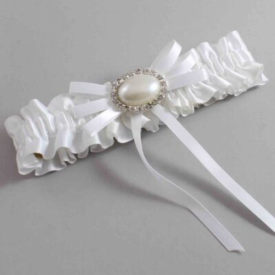 White Satin Wedding Garter / White Wedding Garters / Wedding Garter / Custom Wedding Garter / Bridal Garter / Prom Garter / Linda Joyce Couture / Personalized Garter / Personalized Wedding Garter / Personalized Prom Garter