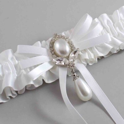 White Satin Wedding Garter / White Wedding Garters / Wedding Garter / Custom Wedding Garter / Bridal Garter / Prom Garter / Linda Joyce Couture / Personalized Garter / Personalized Wedding Garter / Personalized Prom Garter