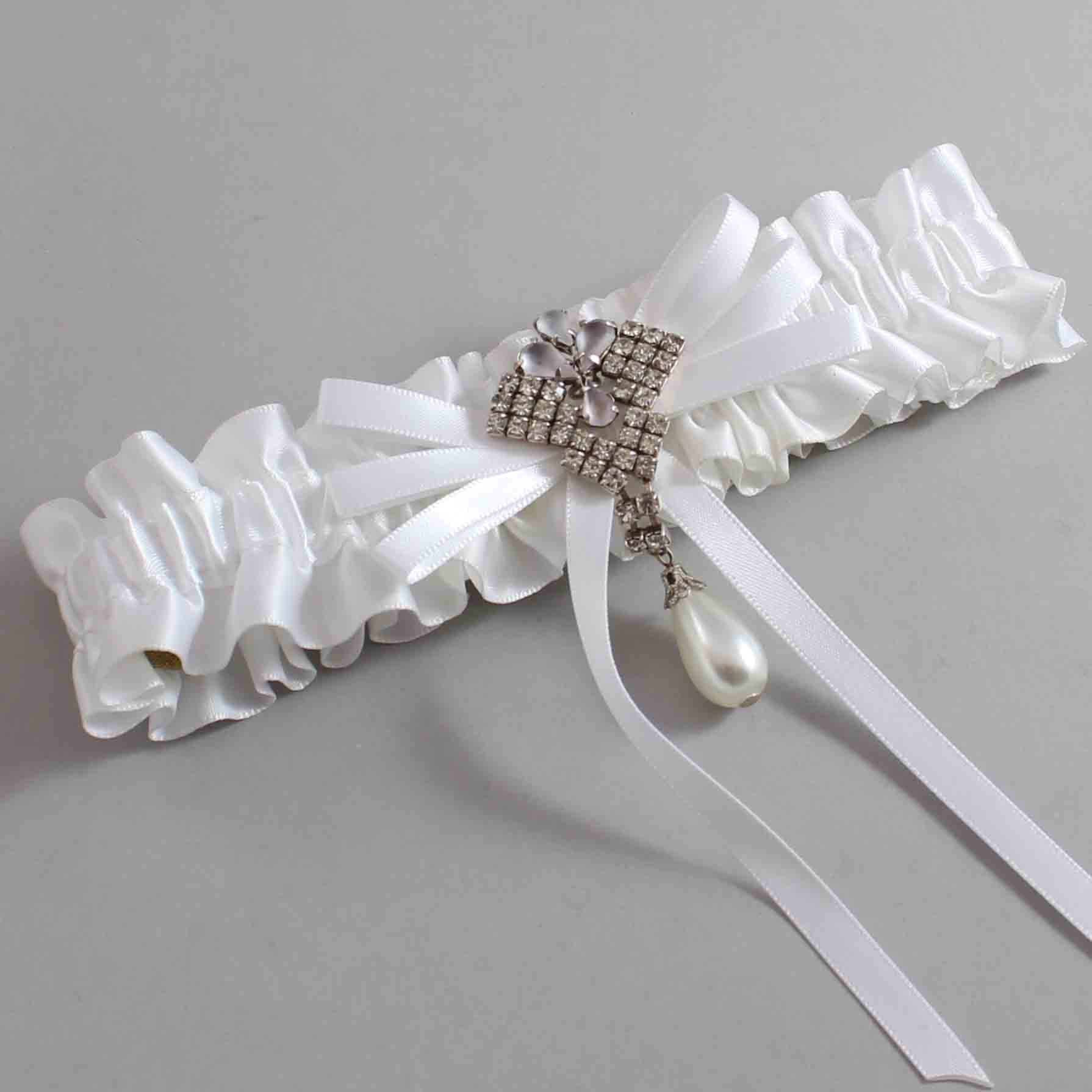 White Satin Wedding Garter / White Wedding Garters / Wedding Garter / Custom Wedding Garter / Bridal Garter / Prom Garter / Linda Joyce Couture / Personalized Garter / Personalized Wedding Garter / Personalized Prom Garter