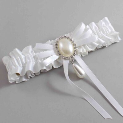 White Satin Wedding Garter / White Wedding Garters / Wedding Garter / Custom Wedding Garter / Bridal Garter / Prom Garter / Linda Joyce Couture / Personalized Garter / Personalized Wedding Garter / Personalized Prom Garter