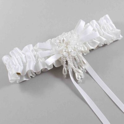 White Satin Wedding Garter / White Wedding Garters / Wedding Garter / Custom Wedding Garter / Bridal Garter / Prom Garter / Linda Joyce Couture / Personalized Garter / Personalized Wedding Garter / Personalized Prom Garter