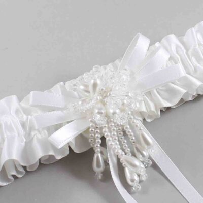 White Satin Wedding Garter / White Wedding Garters / Wedding Garter / Custom Wedding Garter / Bridal Garter / Prom Garter / Linda Joyce Couture / Personalized Garter / Personalized Wedding Garter / Personalized Prom Garter
