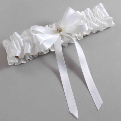 White Satin Wedding Garter / White Wedding Garters / Wedding Garter / Custom Wedding Garter / Bridal Garter / Prom Garter / Linda Joyce Couture / Personalized Garter / Personalized Wedding Garter / Personalized Prom Garter