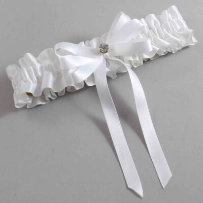 White Satin Wedding Garter / White Wedding Garters / Wedding Garter / Custom Wedding Garter / Bridal Garter / Prom Garter / Linda Joyce Couture / Personalized Garter / Personalized Wedding Garter / Personalized Prom Garter