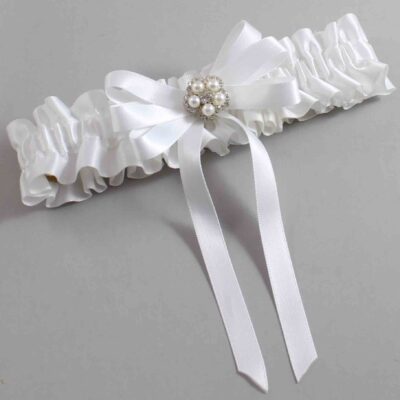 White Satin Wedding Garter / White Wedding Garters / Wedding Garter / Custom Wedding Garter / Bridal Garter / Prom Garter / Linda Joyce Couture / Personalized Garter / Personalized Wedding Garter / Personalized Prom Garter