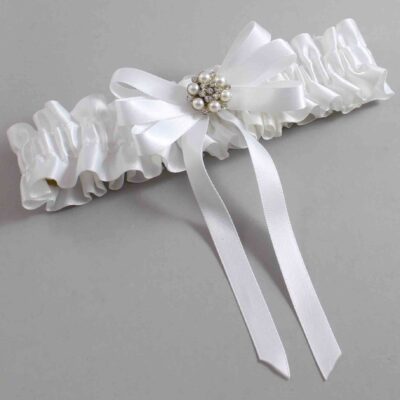 White Satin Wedding Garter / White Wedding Garters / Wedding Garter / Custom Wedding Garter / Bridal Garter / Prom Garter / Linda Joyce Couture / Personalized Garter / Personalized Wedding Garter / Personalized Prom Garter