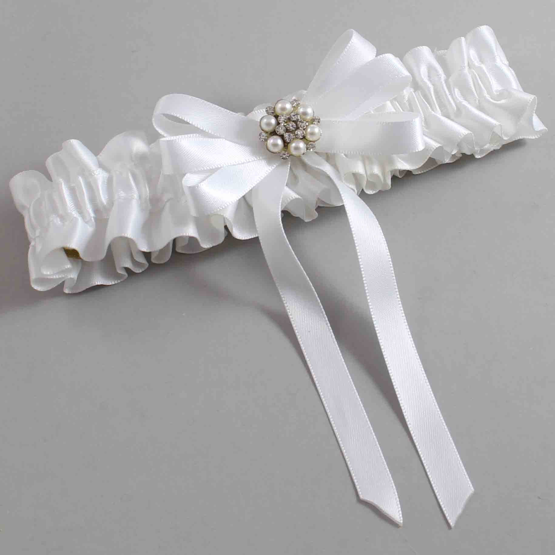 White Satin Wedding Garter / White Wedding Garters / Wedding Garter / Custom Wedding Garter / Bridal Garter / Prom Garter / Linda Joyce Couture / Personalized Garter / Personalized Wedding Garter / Personalized Prom Garter