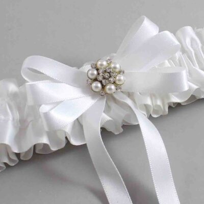 White Satin Wedding Garter / White Wedding Garters / Wedding Garter / Custom Wedding Garter / Bridal Garter / Prom Garter / Linda Joyce Couture / Personalized Garter / Personalized Wedding Garter / Personalized Prom Garter