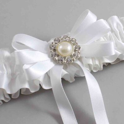 White Satin Wedding Garter / White Wedding Garters / Wedding Garter / Custom Wedding Garter / Bridal Garter / Prom Garter / Linda Joyce Couture / Personalized Garter / Personalized Wedding Garter / Personalized Prom Garter