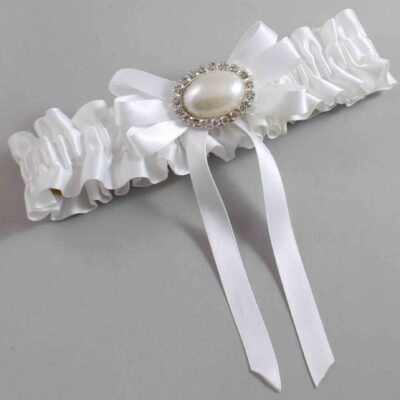 White Satin Wedding Garter / White Wedding Garters / Wedding Garter / Custom Wedding Garter / Bridal Garter / Prom Garter / Linda Joyce Couture / Personalized Garter / Personalized Wedding Garter / Personalized Prom Garter